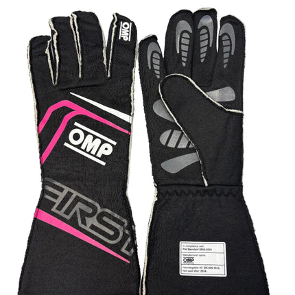 OMP FIRST  GLOVES FIA BLACK - FIREPROOF RACE CAR MOTORSPORT FIA 8856-2018